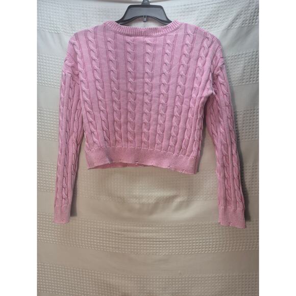 Mini Society girls size XL pink knit cropped sweater 7202 - Picture 1 of 8